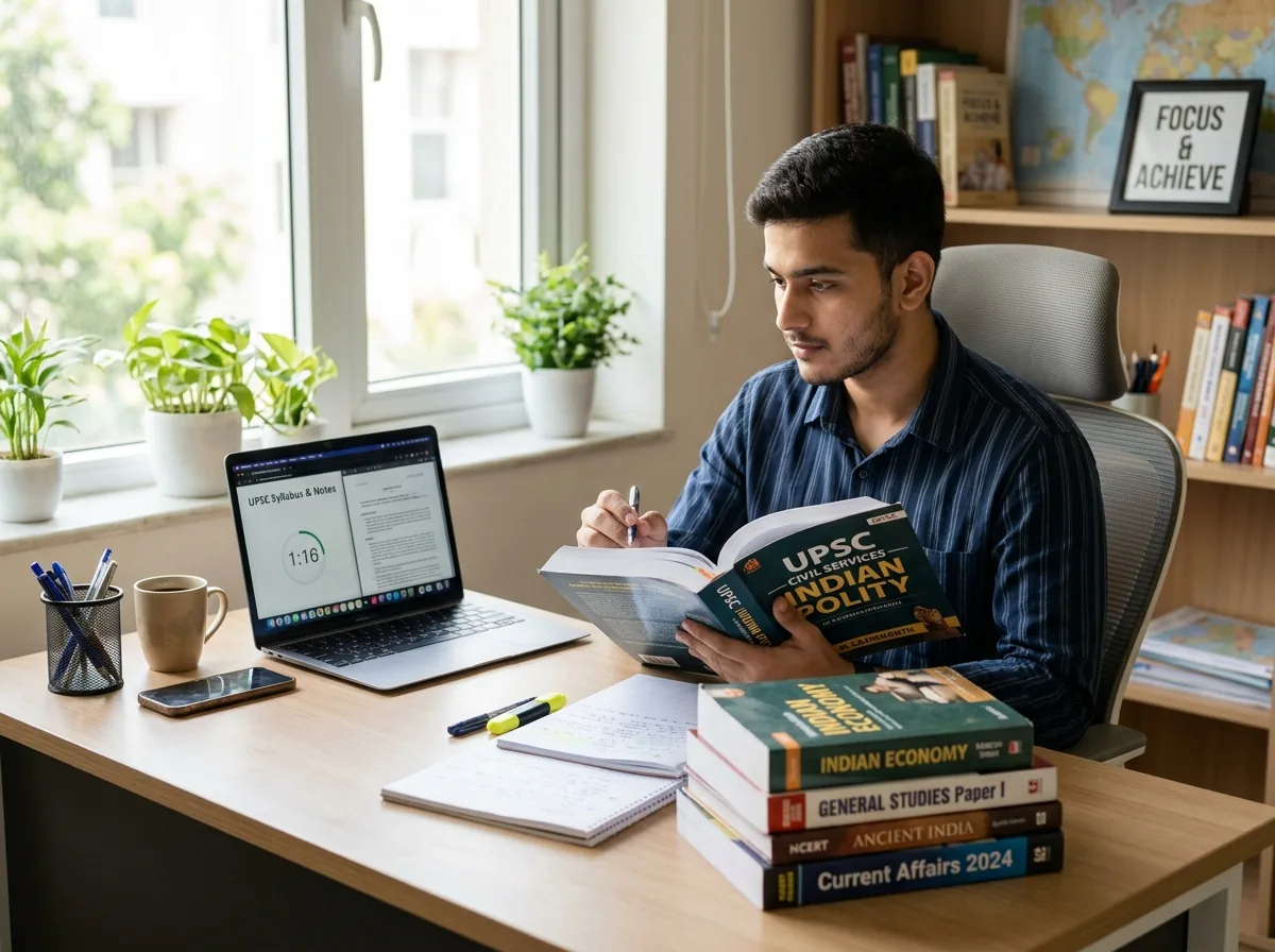 Focused candidate preparing for Govt officer exams