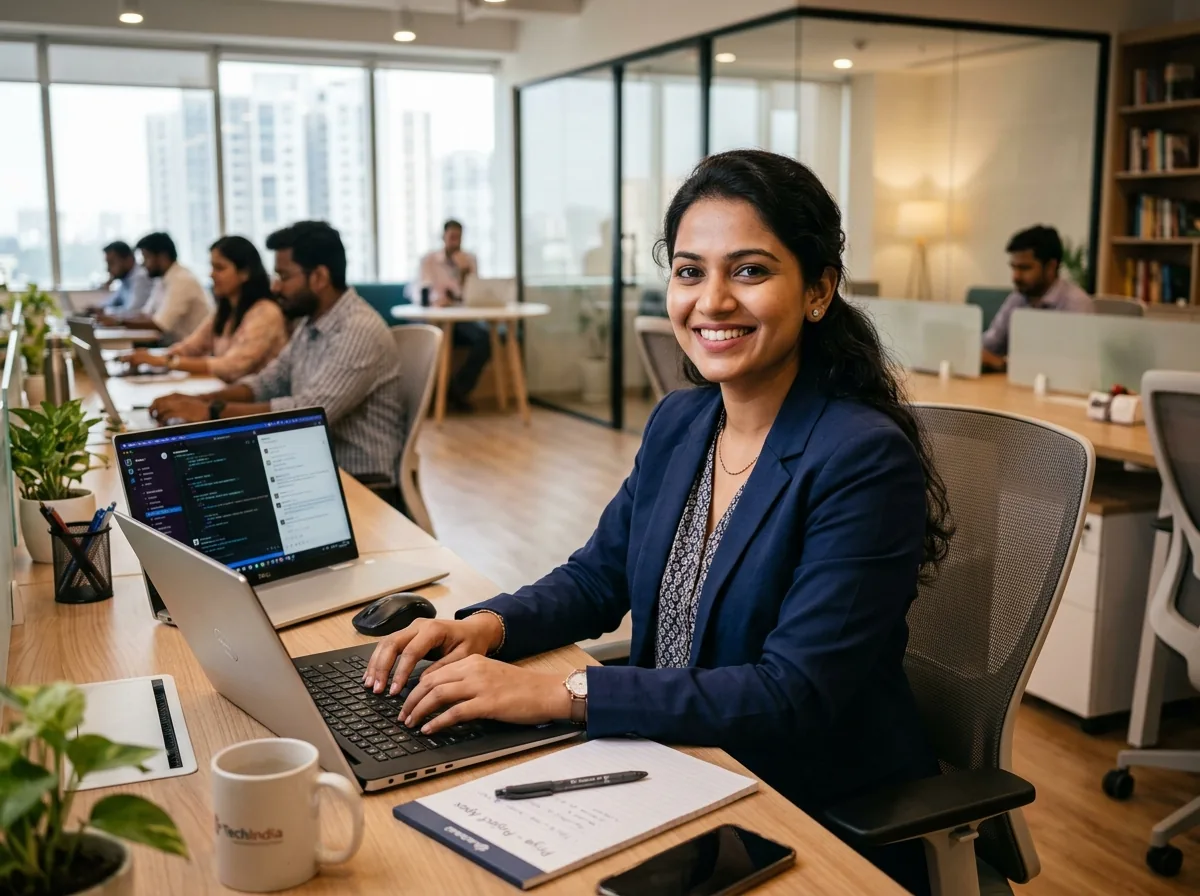 Private sector corporate professional at office desk