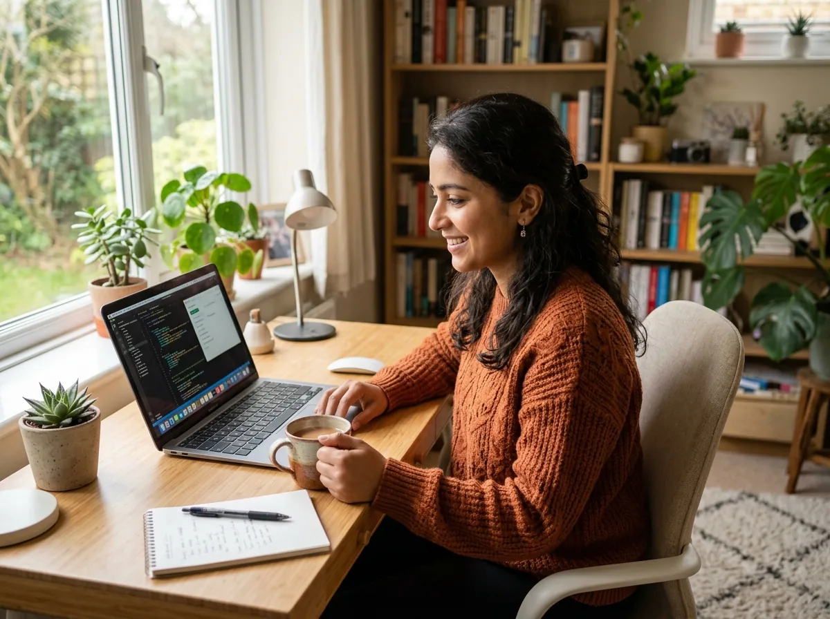 Remote work executive in home office